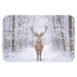 Hert - Winter - Bos - Natuur - Wit Badmat klein -3d