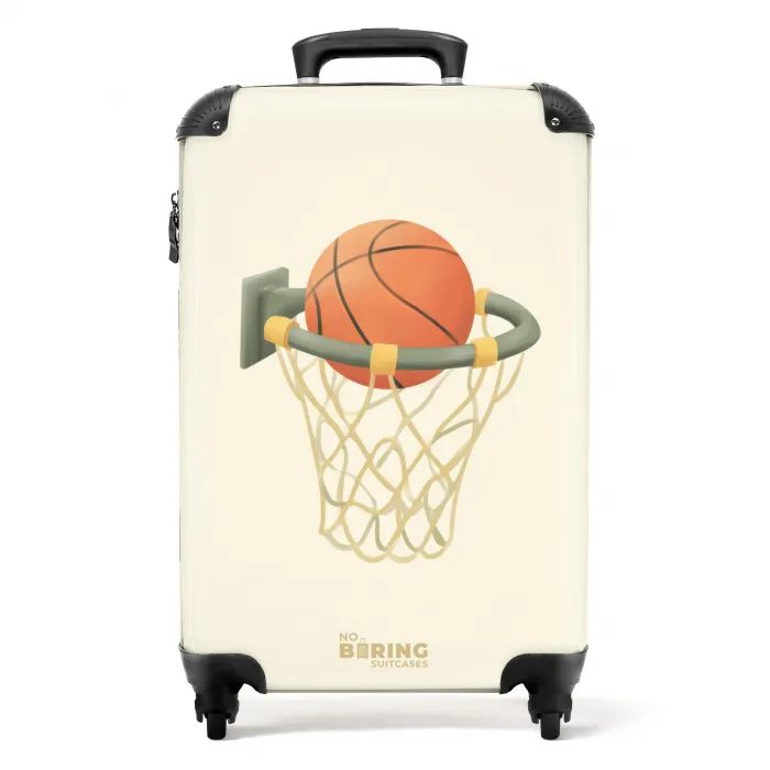 Basketbal in neutrale kleuren NBS - Handbagage koffer - Kinderen Unisex middel -productfoto_recht