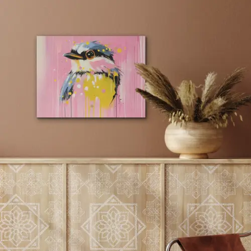 Vogel - Roze - Geel - Blauw PET vilt klein -sfeer4