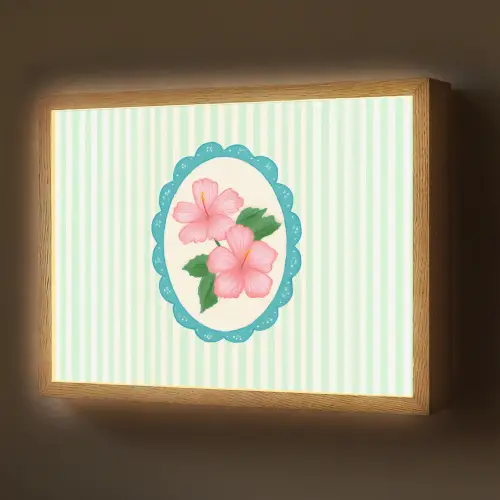 Bloemen - Ovaal - Strepen - Groen Light Box met batterij (Wandlamp) middel -z3d_website