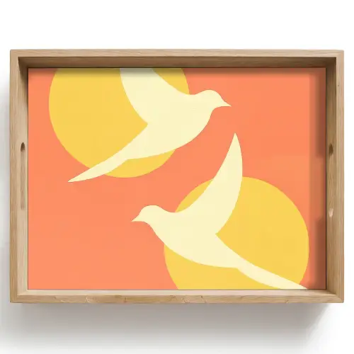 Vogels - Cirkels - Geel Dienblad Rechthoek middel -z3d_shopping