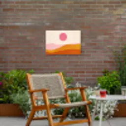 Zon - Heuvels - Abstract - Roze Tuinposter op houten frame 2 cm dik klein -sfeer3