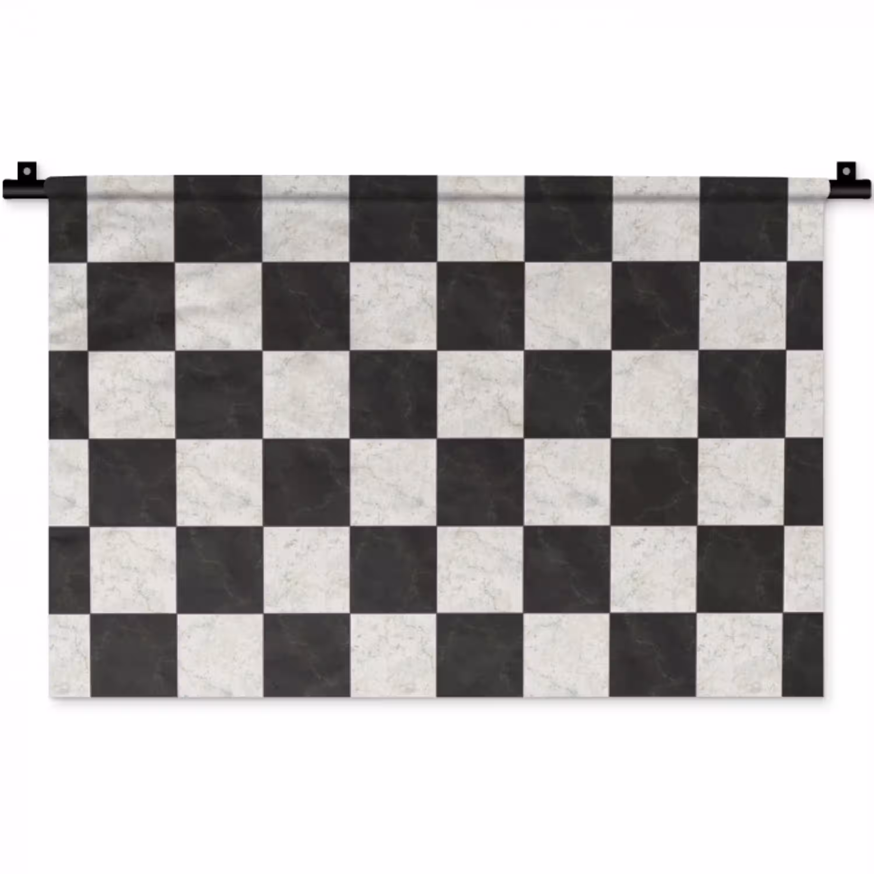Dambord - Marmer - Zwart - Wit Wandkleed katoen klein 269 -zz3d