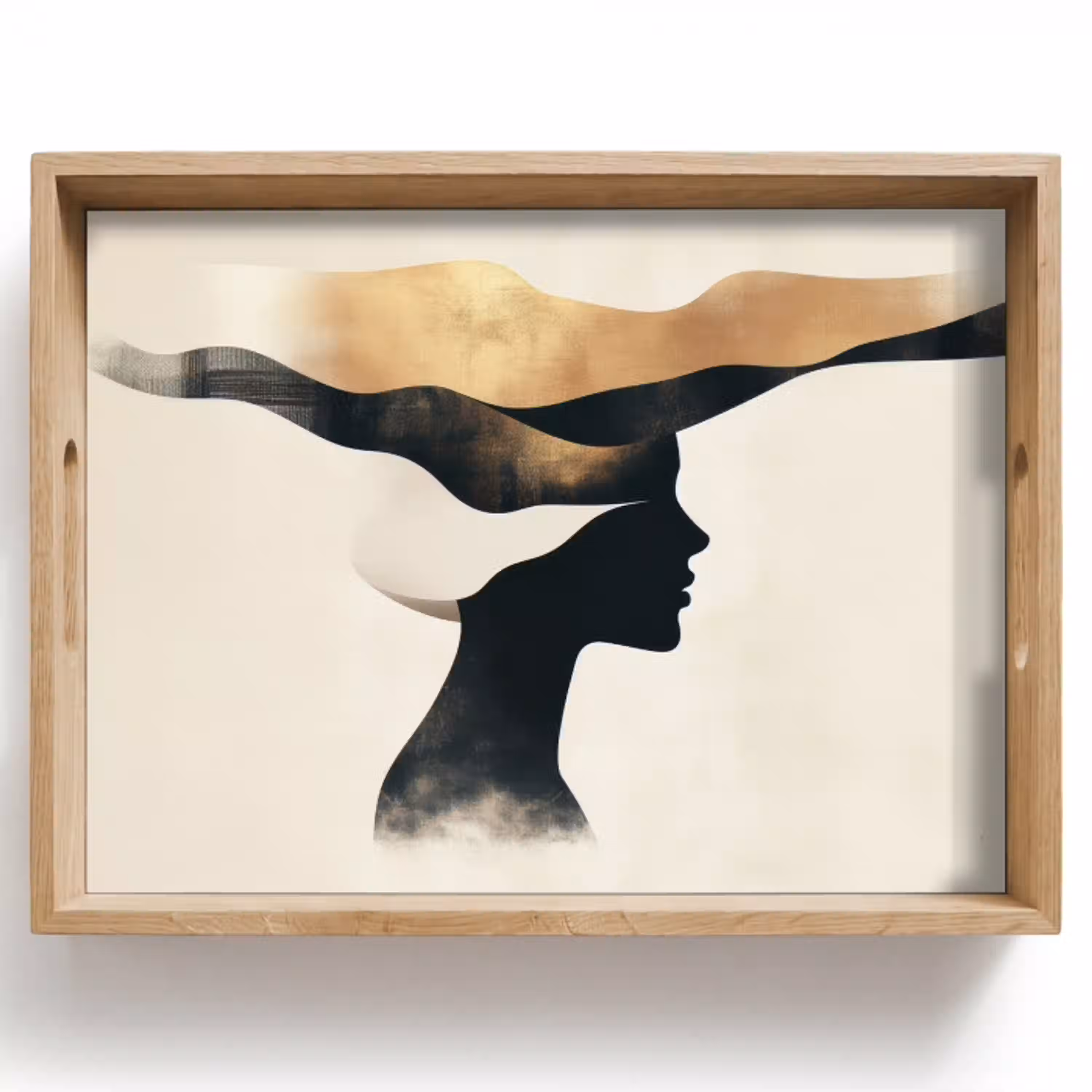 Vrouw - Golven - Zwart Dienblad Rechthoek middel -z3d_shopping