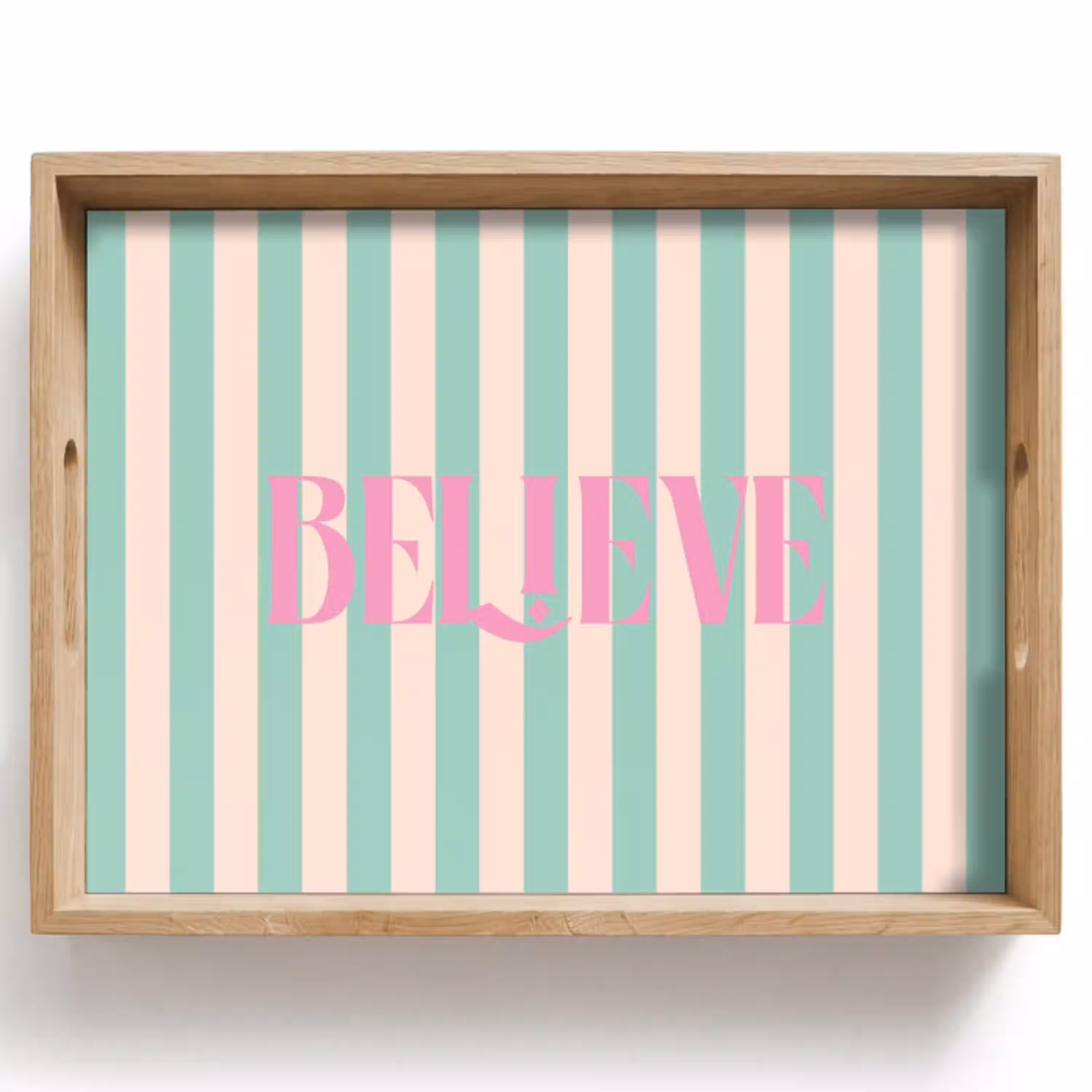 Roze - Groen - Strepen - Believe Dienblad Rechthoek middel -z3d_shopping