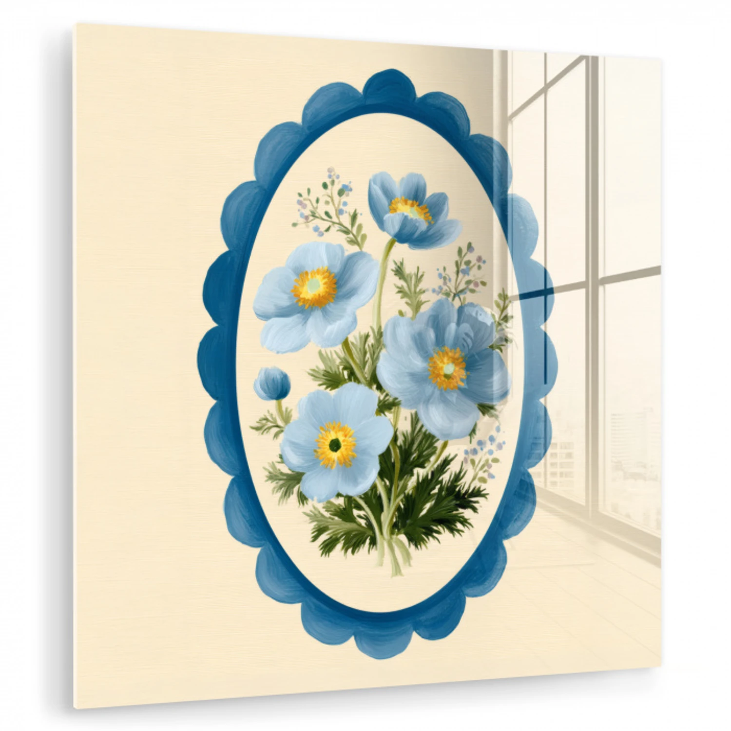 Lijst - Bloemen - Lichtblauw - Illustratie plexiglas 5mm klein -zzzproduct_nieuw