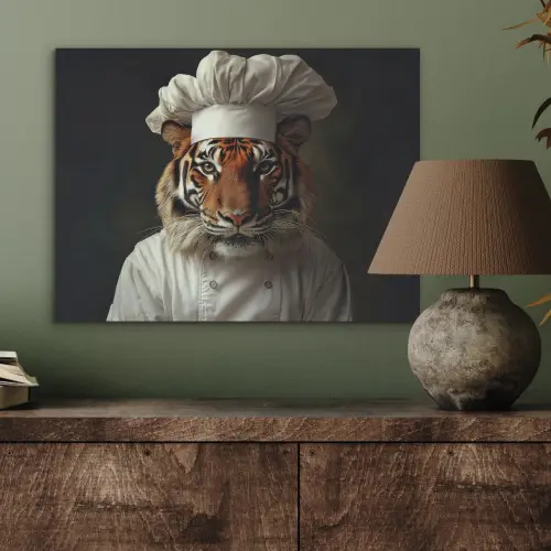 Tijger - Kokskleding - Bruin PET vilt klein -sfeer2