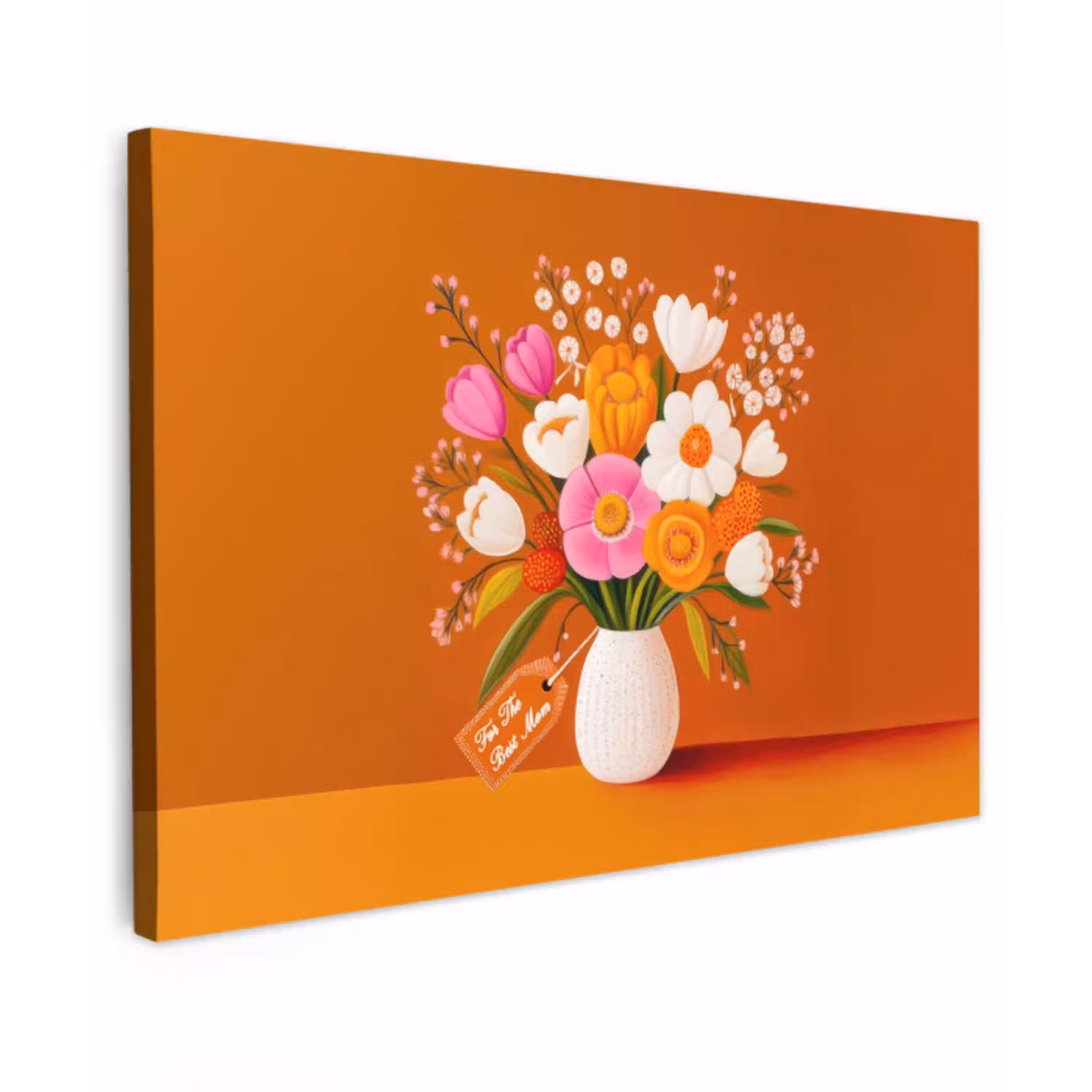 Vaas - Bloemen - Oranje canvas 2cm klein -z3d