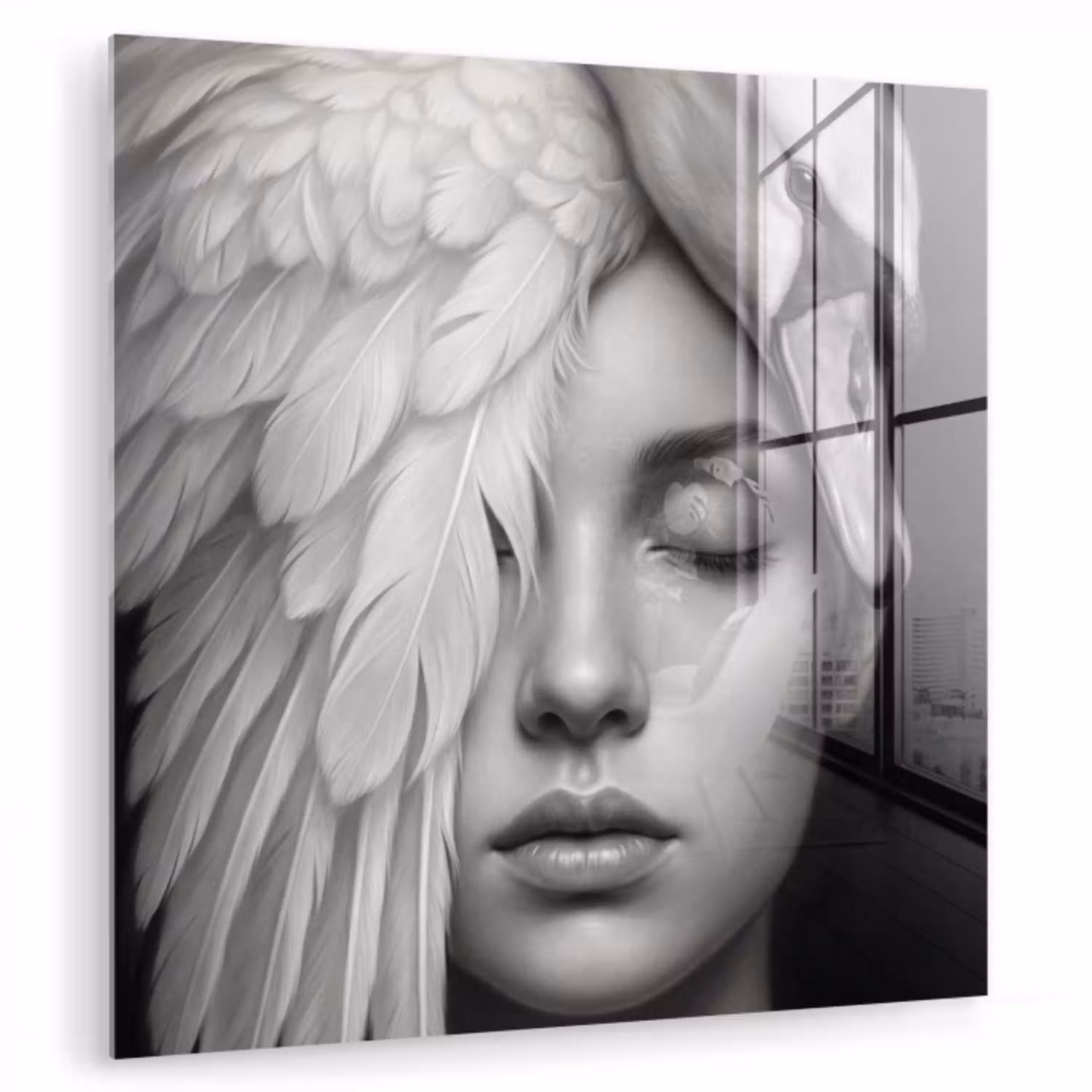 Portret - Zwaan - Zwart - Wit plexiglas 5mm klein -zzzproduct_nieuw