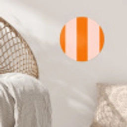 Strepen - Modern - Oranje Wandcirkel behangsticker klein 186 -sfeer4