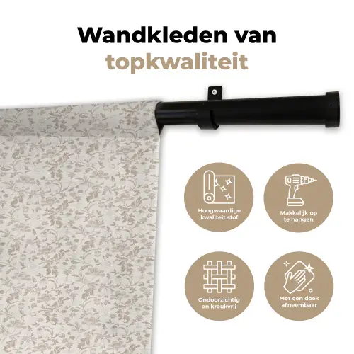 Bloemen - Patroon - Taupe Wandkleed katoen klein 269 -sfeer2