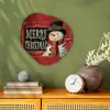 Klassiek - Kerstgroet - Sneeuwpop - Rood Wandcirkel Organisch Forex 3mm klein -sfeer2
