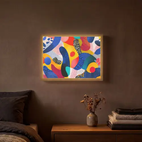 Vormen - Abstract - Stippels - Blauw Light Box met batterij (Wandlamp) middel -sfeer4