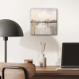 Moderne kunst - Abstract - Beige aluminium wit klein -sfeer5