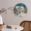 Kerst - Kerstboom - Winter - Huis - Sneeuw Akoestische PET Vilt - Rond klein -sfeer3