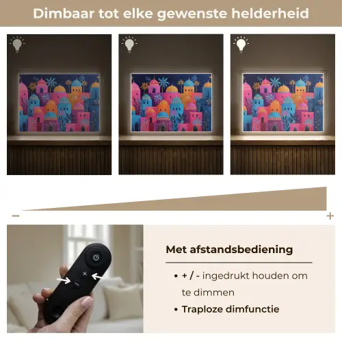 Kleurrijke gebouwen - Avondlicht - Islamitisch Light Box met batterij (Wandlamp) middel -USP_dimbaarNL
