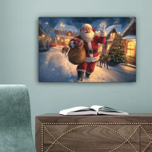 Kerstman - Dorp - Hert - Donker canvas 2cm klein -sfeer4