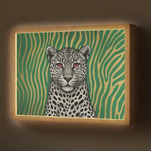 Panter - Zebrapatroon - Groen Light Box met batterij (Wandlamp) middel -z3d_website