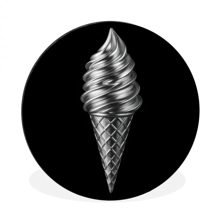 Softijs - Realistisch - Futuristisch Wandcirkel aluminium klein -3d