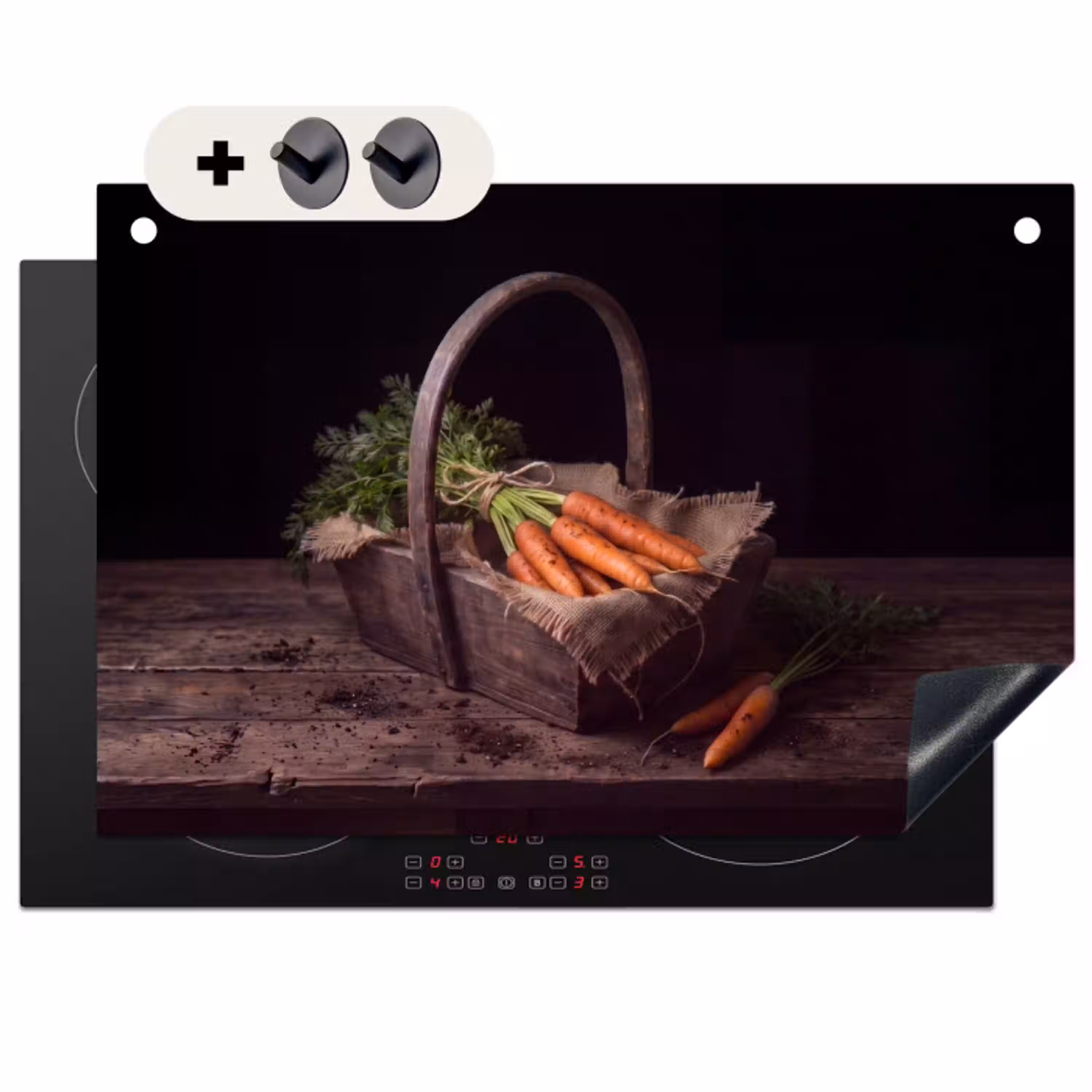Wortels - Mand - Eten Inductie beschemer met haakjes klein -3d