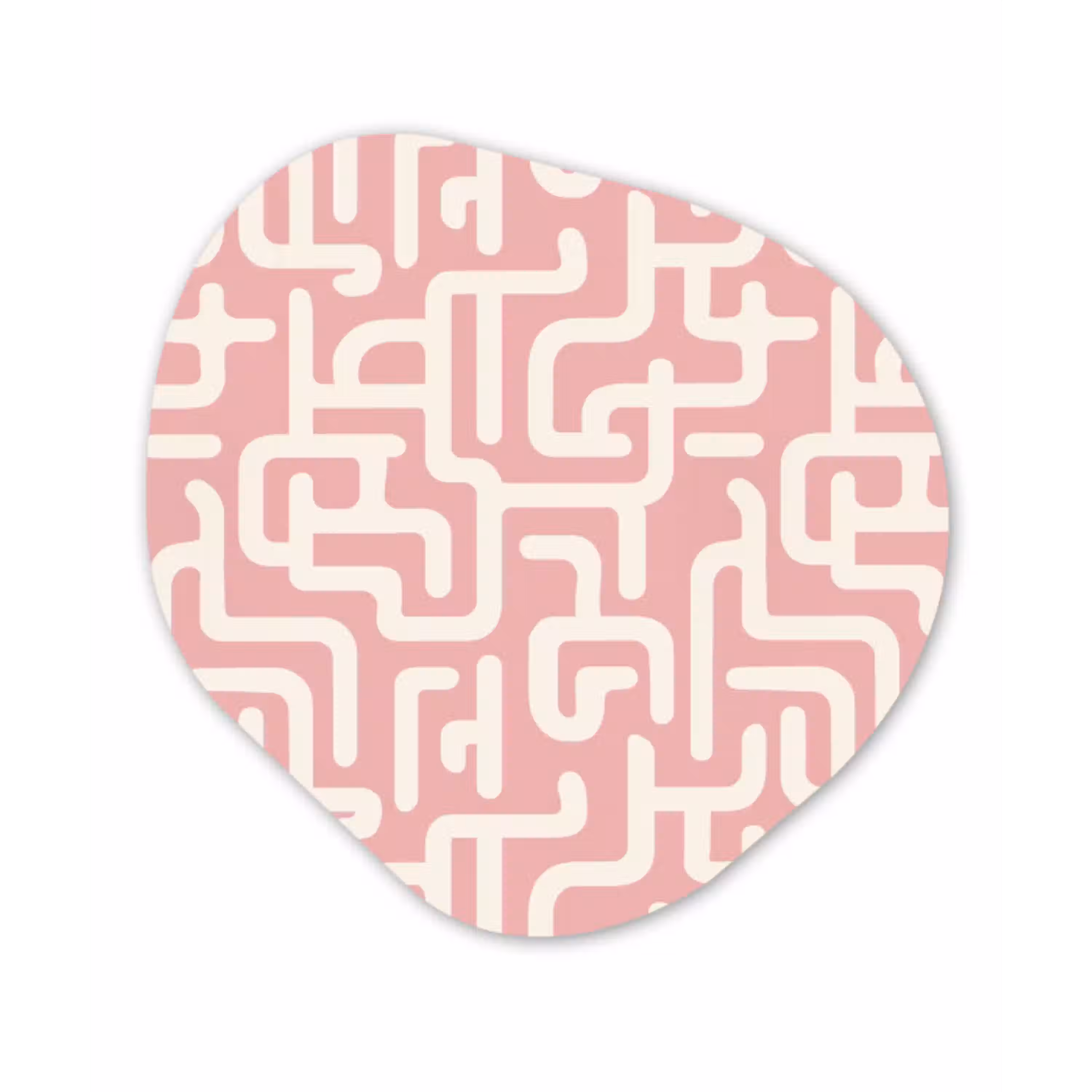 Doolhofpatroon - Roze - Wit - Abstract Wandcirkel Organisch Forex 3mm klein 629 -3d