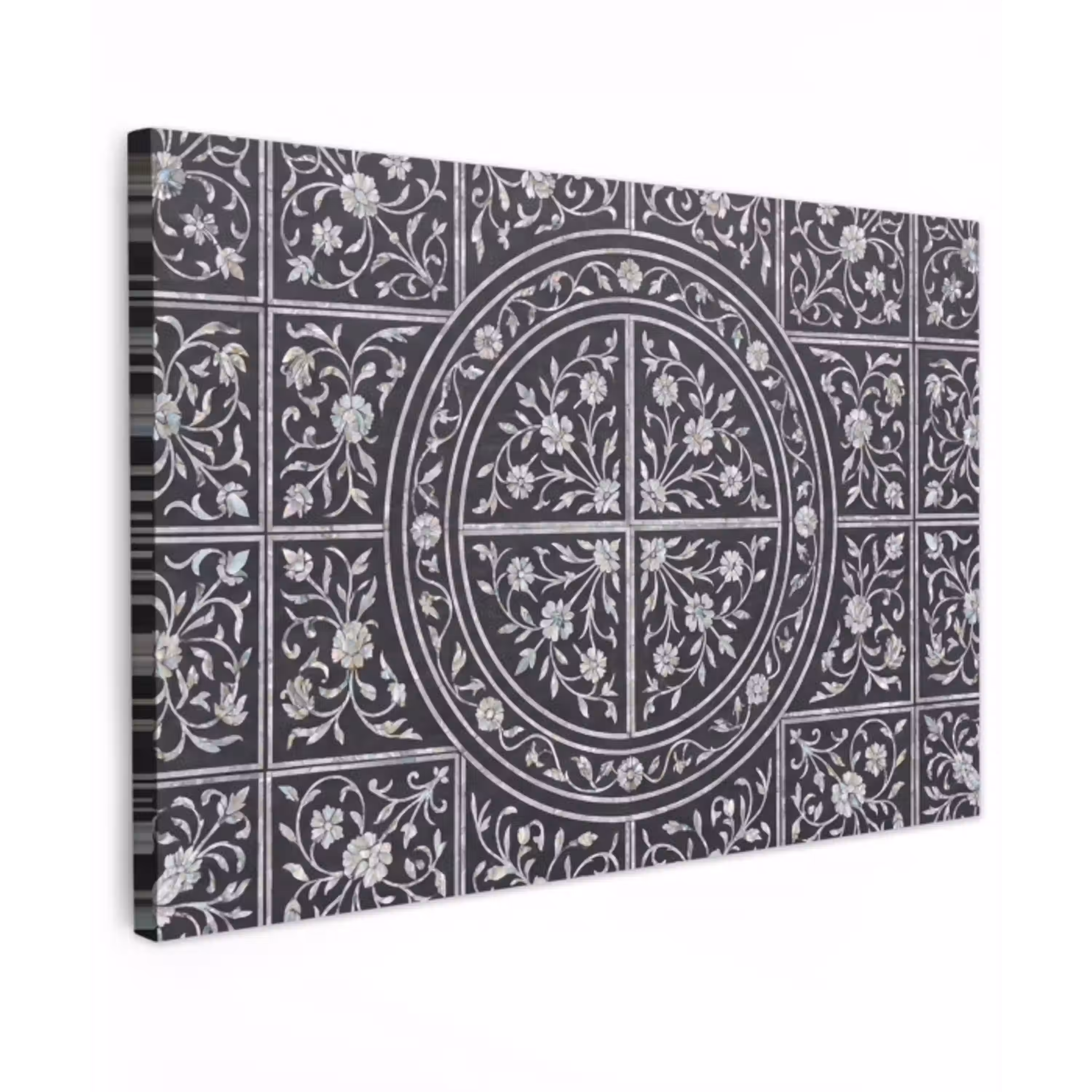 Patroon - Bloemmotief - Decoratie - Klassiek - Zwart canvas 2cm klein -z3d