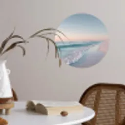 Kustlijn - Pastel - water Wandcirkel behangsticker klein -sfeer3
