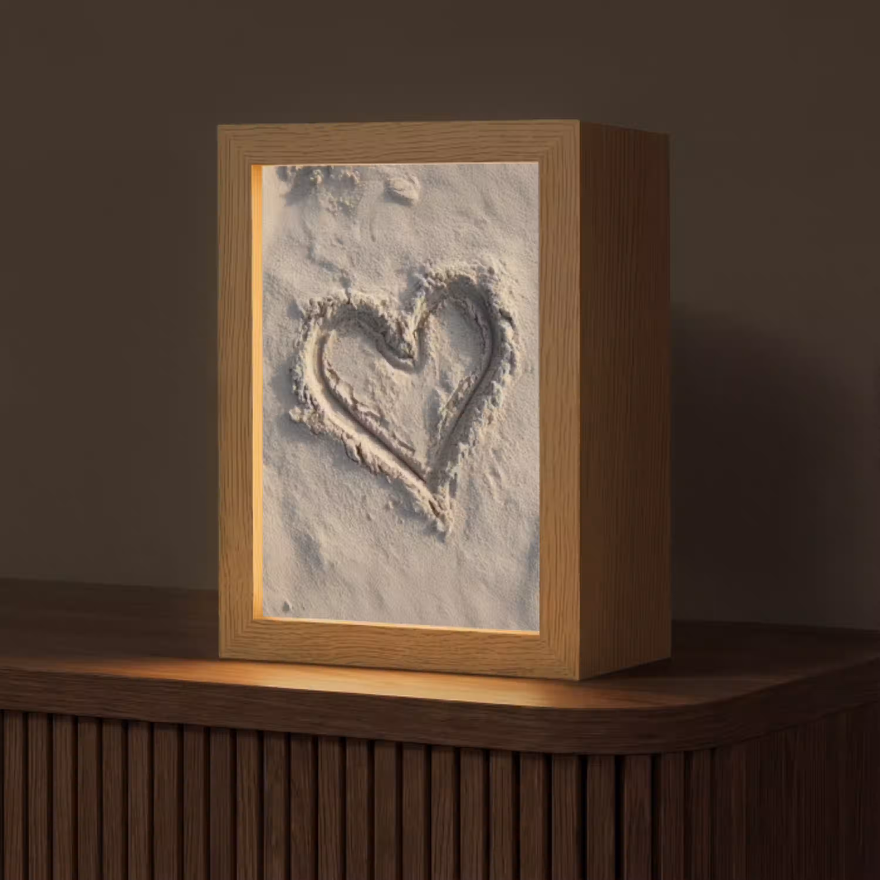Hartvorm - Getekend - Beige - Zand Light Box met kabel (Tafellamp) klein -z3d_website