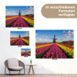 Tulpen - Holland - Molen - Kleurrijk tuinposter los doek klein -Xsfeer9_DE