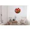 Klaproos - Bloemen - Rood - Paars - Weide Wandcirkel aluminium klein -woonkamer