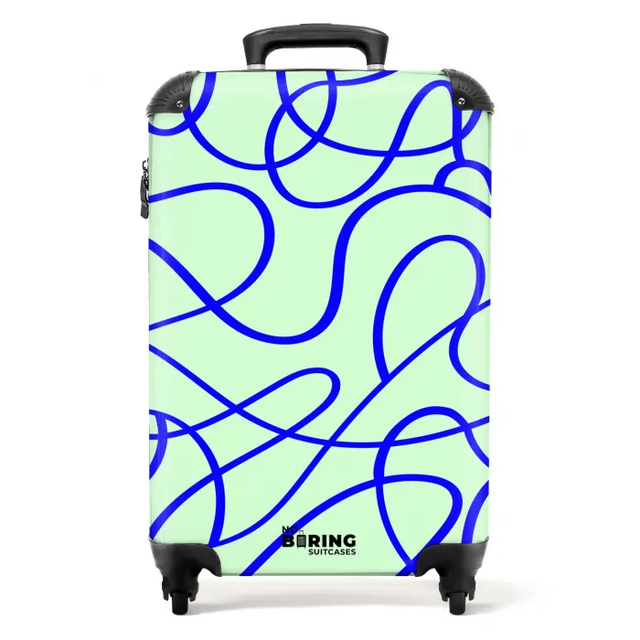 Kobaltblauw krulspoor op mintgroen NBS - Handbagage koffer - Kinderen Unisex middel -productfoto_recht