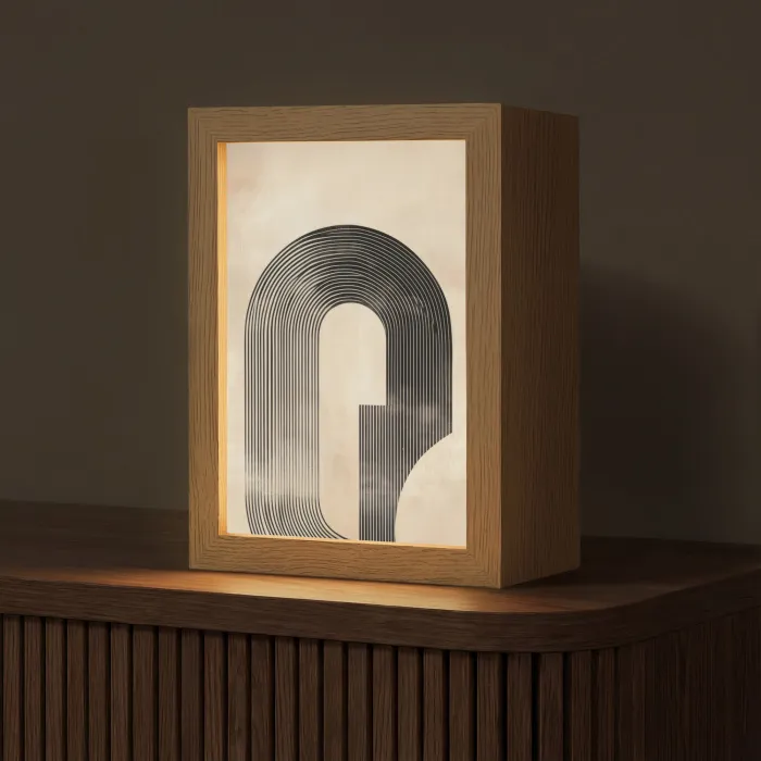 Boog -  Strepen - Minimalistisch - Zwart Light Box met kabel (Tafellamp) klein -z3d_website
