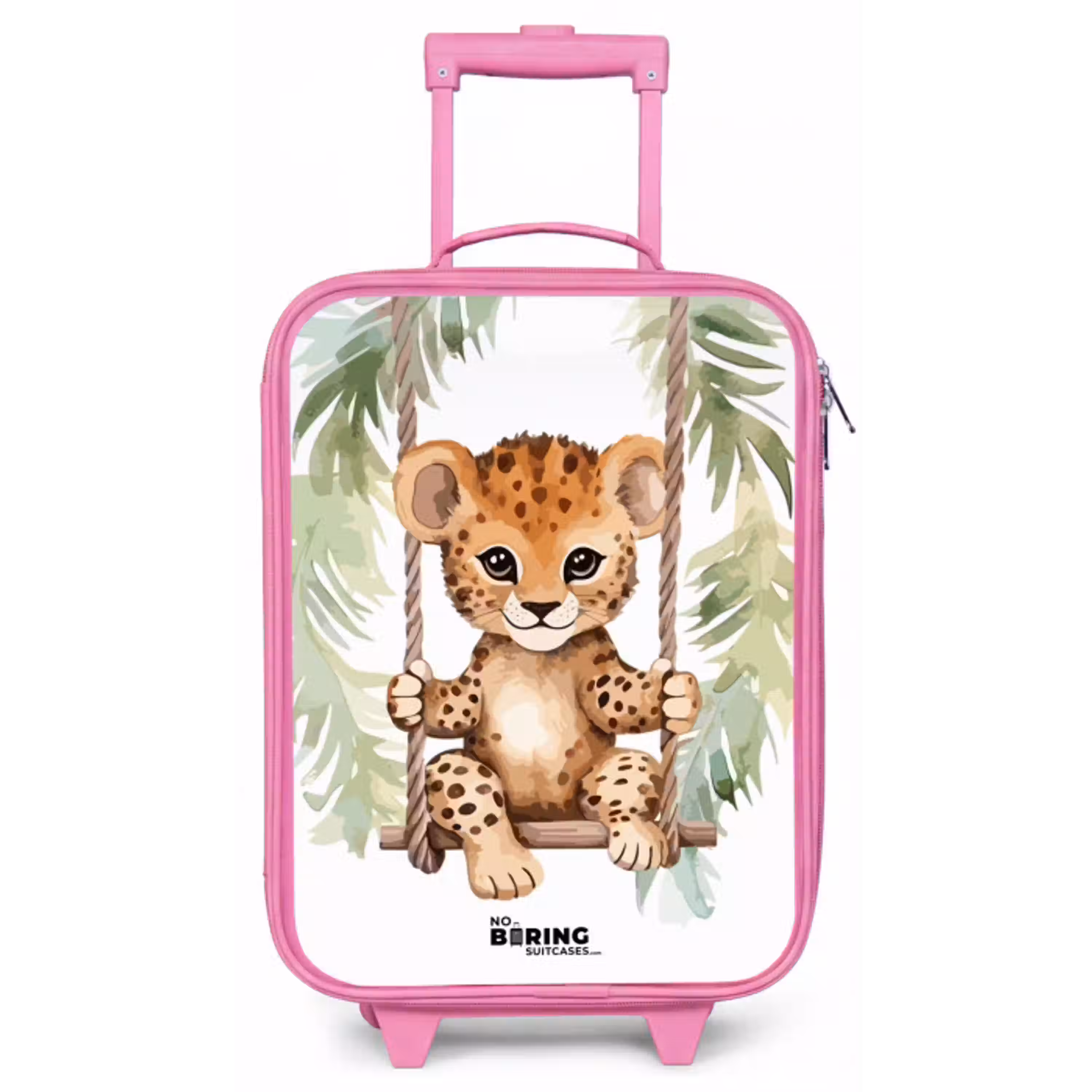 Luipaard welp op een schommel waterverf illustratie Kinderkoffer - Roze klein -zz3dotto