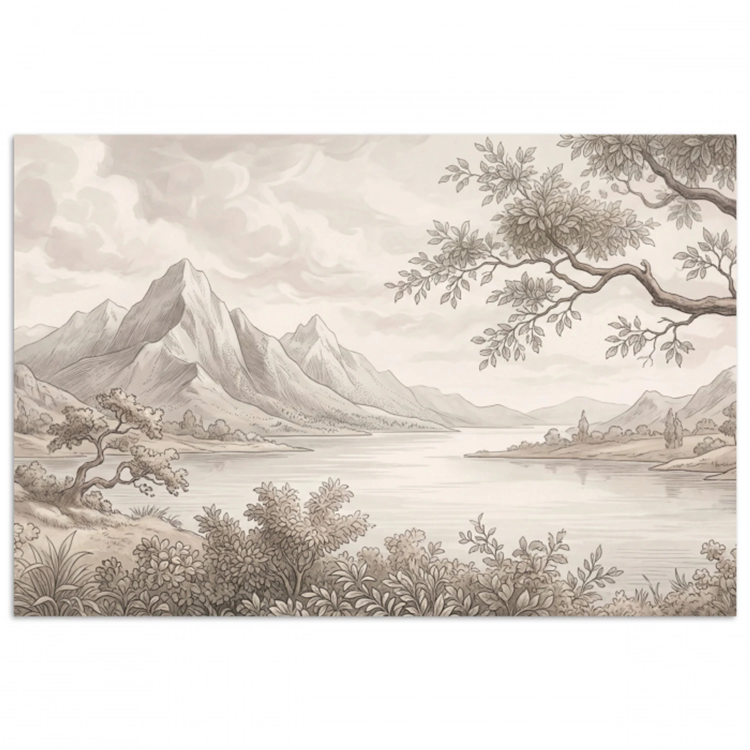 Landschap - Bergen - Meer - Natuur poster papier klein -3d