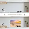 Avondgloed over Duin en Zee keuken achterwand spatscherm klein -voor_na_EN