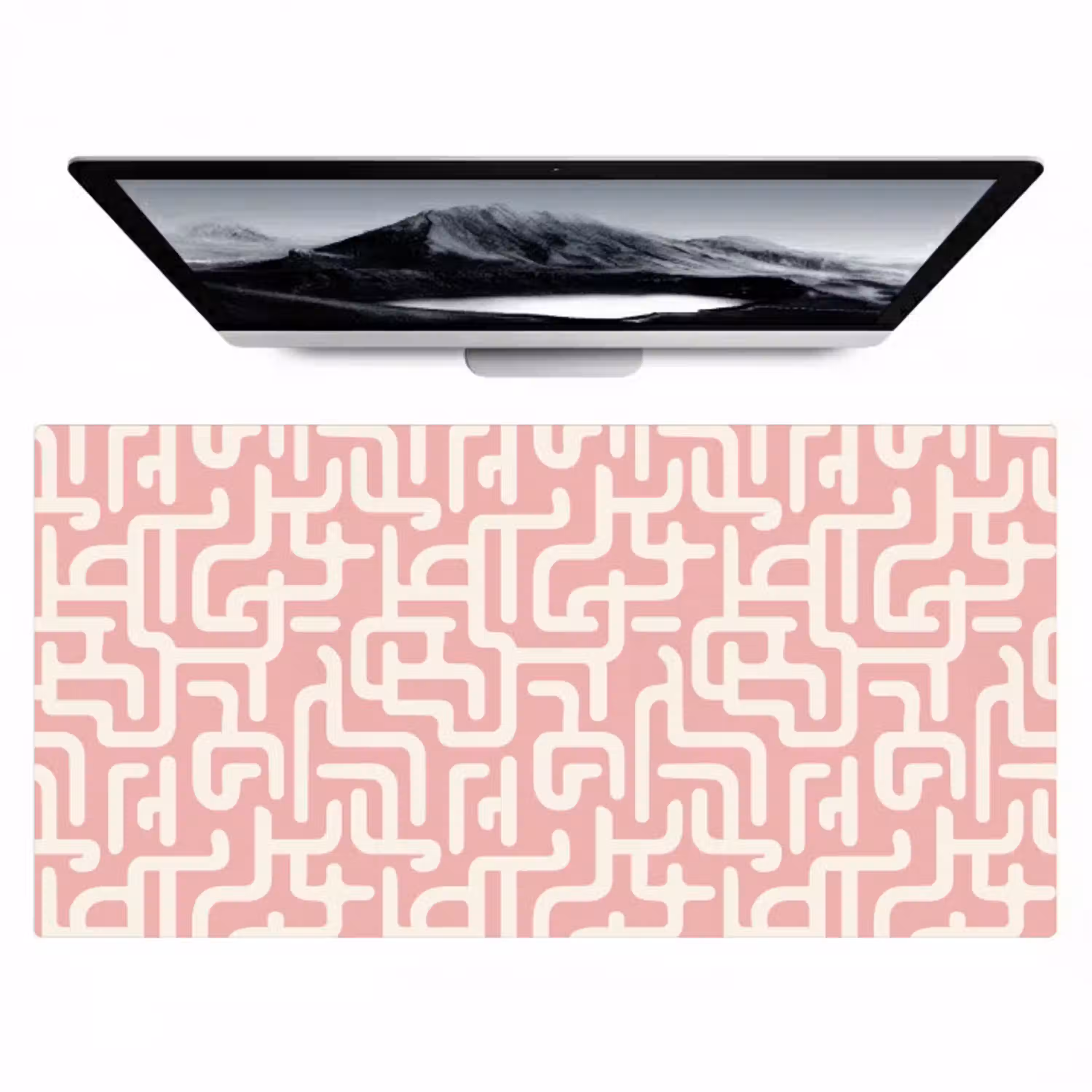 Doolhofpatroon - Roze - Wit - Abstract Muismat XXL klein 681 -zzz3d