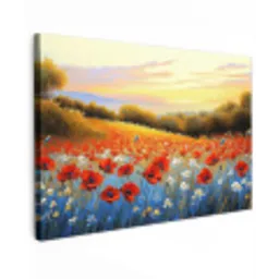 Klaproos - Bloemenveld - Kleurrijk Tuinposter op houten frame 2 cm dik klein -3d