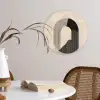 Grafisch gebogen motief - Beige Wandcirkel kunststof plaat 5mm dik klein -sfeer4