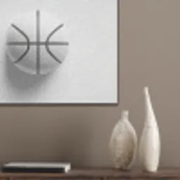 Basketbal - Wit - Schaduw - Lijnen PET vilt klein -sfeer6_closeup