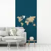 Wereldkaart - Donkerblauw - Beige fotobehang vinyl groot -woonkamer