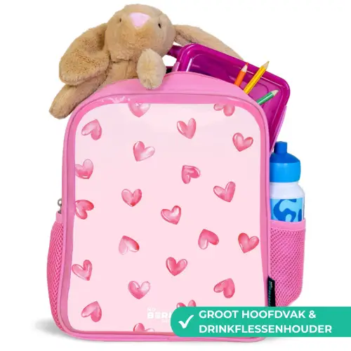 Roze hartjes Kinderrugzak - Roze middel -inhoud_NL
