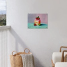 Taartje - Aardbeien - Glazuur - Kleurrijk tuinposter los doek klein -sfeer8