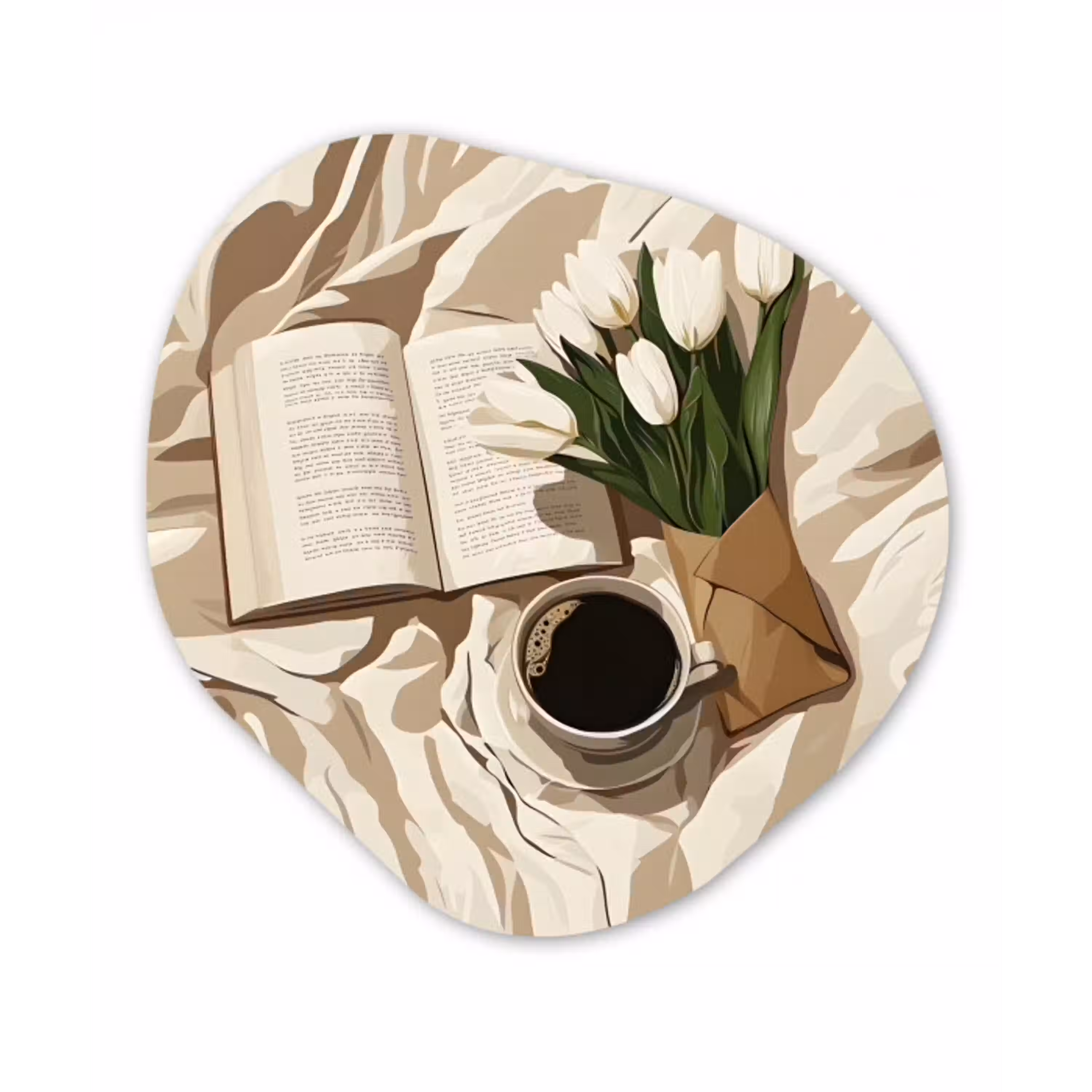 Boek - Illustratie - Tulpen - Koffie Wandcirkel Organisch Plexiglas middel -3d