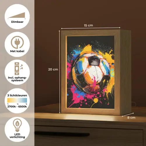 Graffiti - Sport - Voetbal - Verf - Bal Light Box met kabel (Tafellamp) klein -USP_NL