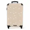 Beige achtergrond met witte hartjes NBS - Handbagage koffer - Volwassenen Unisex middel -productfoto_recht