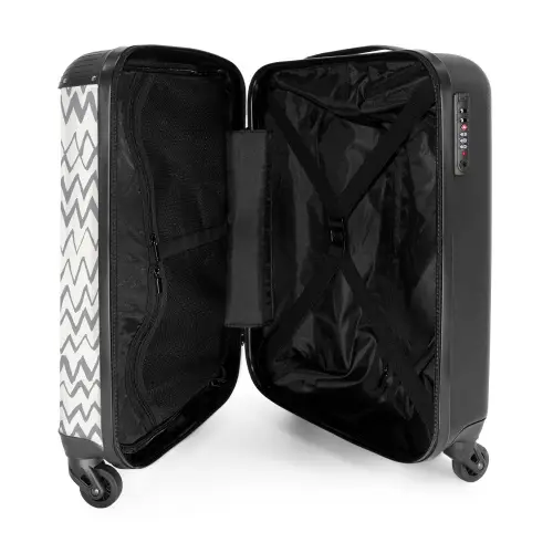 Zigzag penseelstreken in grijs NBS - Handbagage koffer - Volwassenen Unisex middel -binnenkant