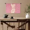 Bonjour - Stippen - Roze- Geel Wandkleed katoen klein -sfeer6