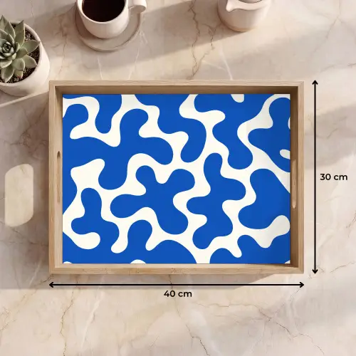 Vormen - Abstract - Blauw - Golven Dienblad Rechthoek middel -USP_Formaat