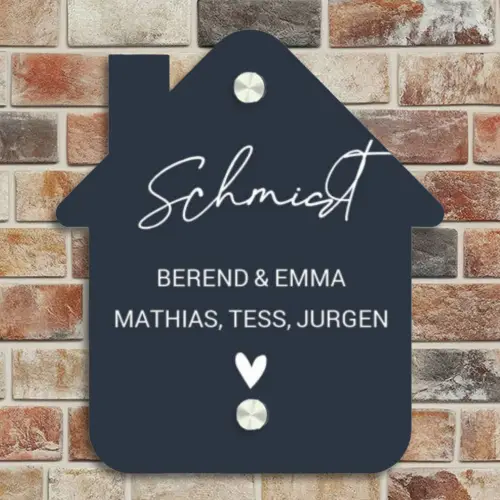 Effen blauw - Sierlijk Naambord Huisje klein -sfeer6