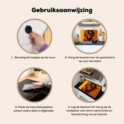 Vrouw - Citroenen - Bloesem - Geel Inductie beschemer met haakjes klein -ky-gebruik-nl
